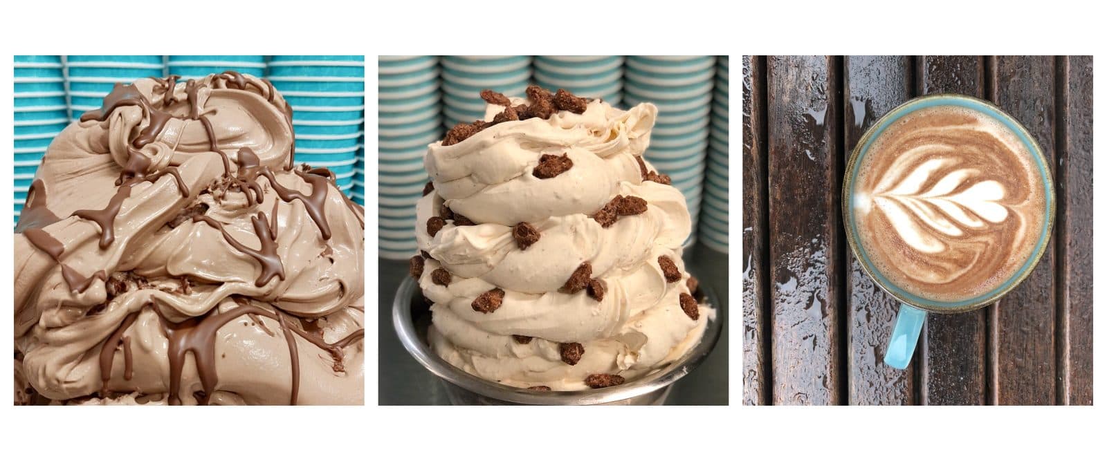 Kardamom-Milchschokoladeneis, Eis mit gebrannten Mandeln und Hot Chocolate von Katchi
